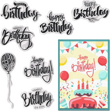 Happy Birthday Clear Stamps for Card Making, Ballon Clear Rubber Stamps Sentimen