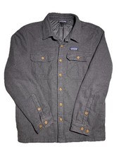Giacca di flanella fiordo isolato grigio Patagonia con bottoni M camicia shacket 27640