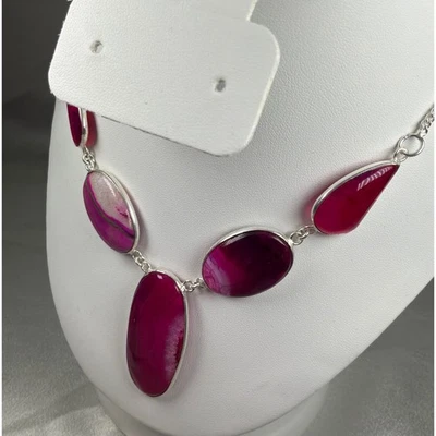 Hot Pink Agate Statement Necklace - Image 1 of 4