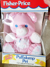 RARE NEW Vintage 1994 Fisher Price Puffalump Pet Pink BEAR w/Rattle NEW BOX
