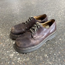Vintage Dr. Martens Chunky Oxford Shoes Made In England Brown Leather Size 8