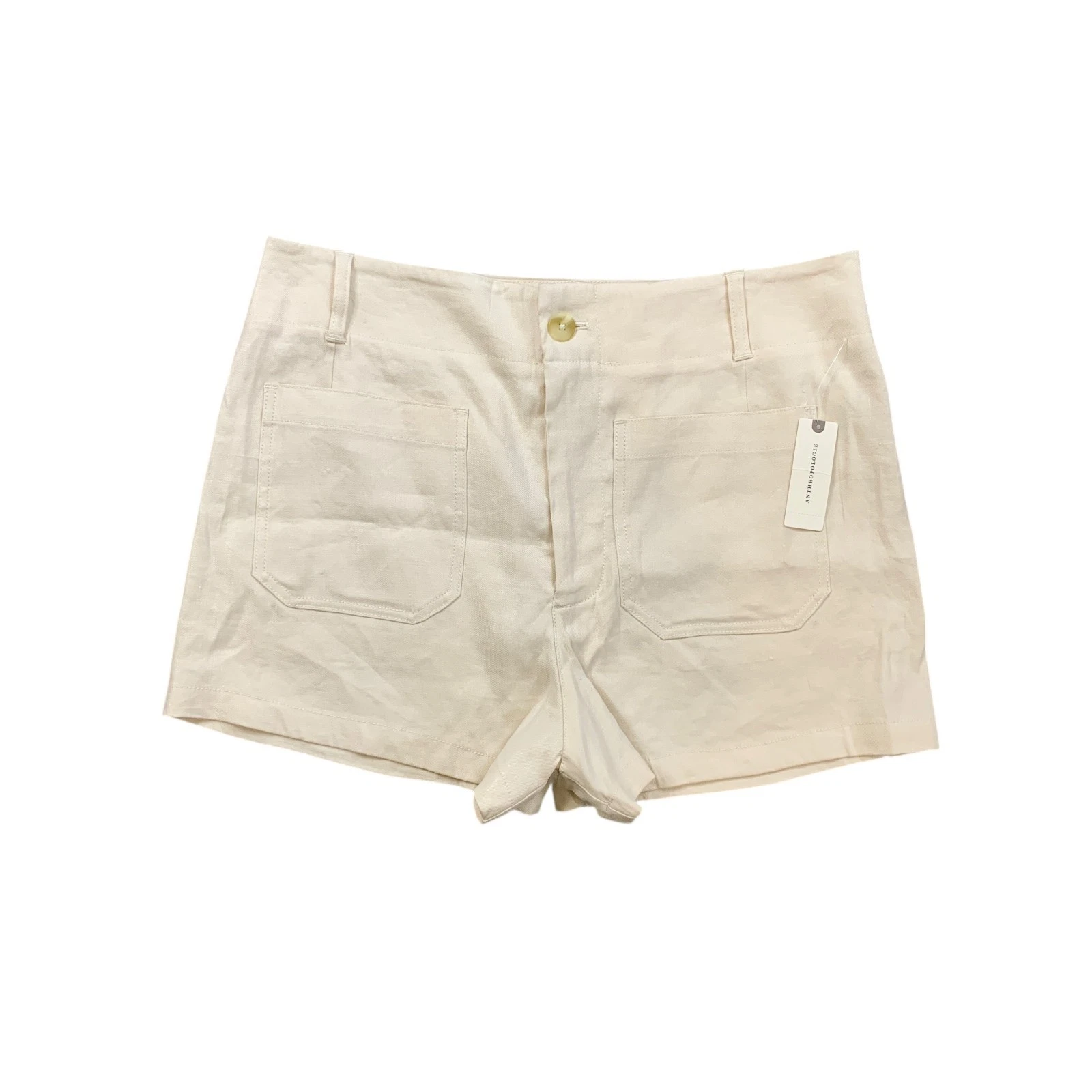 Maeve Shorts Womens 32 Ivory The Colette Linen Blend High Rise Anthropologie