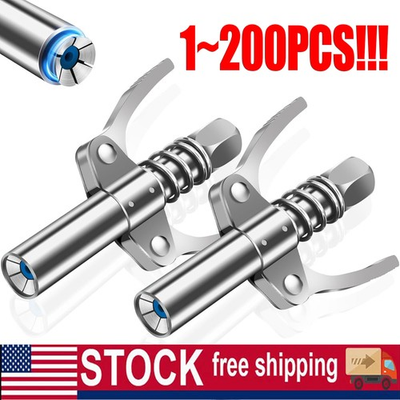 #ad Grease Gun Coupler Double Handle High Pressure Quick Release Lock Oil Nozzles $75.54