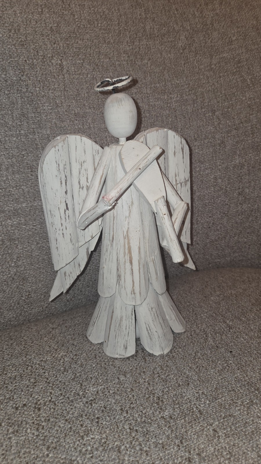 folk art Driftwood Angel Halo Handmade Beach Christmas Decor Artisan Rustic