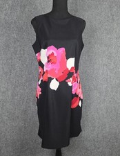 AB Studio Floral Sheath Dress Womens 10 Black Pink Sleeveless Wedding Guest