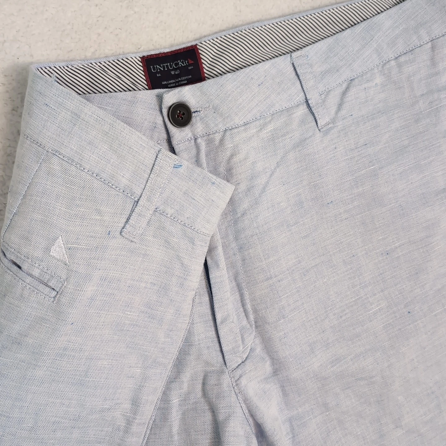 NEW UnTuckit BLUE Cotton Linen Shorts Men’s 40X 9.5” Inseam