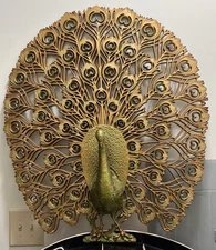 Vintage 1960s MCM Burwood Peacock Wall Art Mid-Century Hollywood, or BOHO Decor