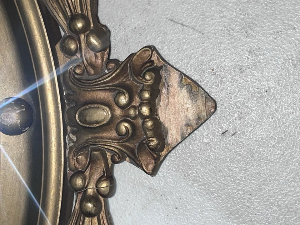 Antiguo Espejo Federal Oro Madera Águila Marco 13 Colonias Convexo Bullseye 28x20 Foto 4 de 4