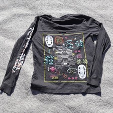 2001 Spirited Away T Shirt Black Long Sleeve Small Bioworld Studio Ghibli Worn