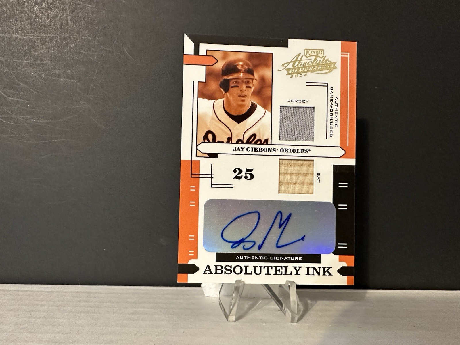 Jay Gibbons Auto 2004 Playoff Absolute 049/100 Autograph Jersey Bat FREE SHIP
