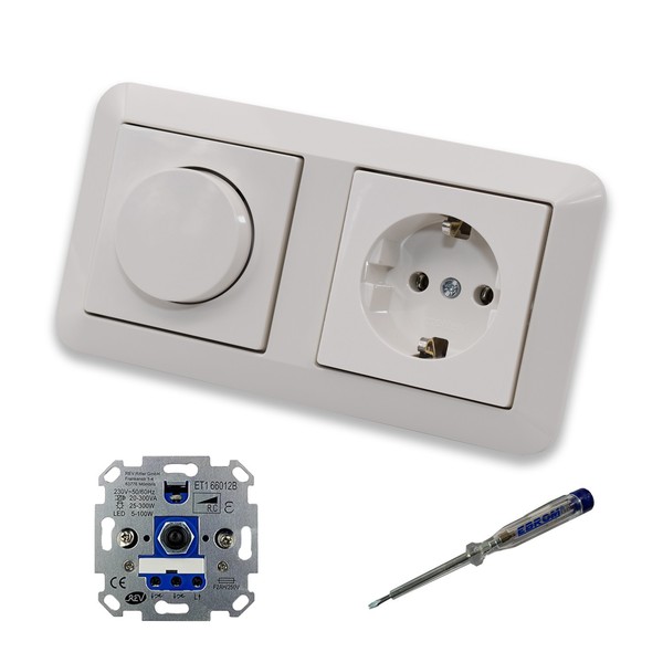 Rev Ritter Led Dimmer + Merten MEG5250-0319 + Steckdose Kinderschutz MEG2300-03-image