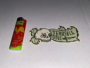 TERRIBLE ONE BMX BIKES SKULL & SWORD BANNER SKATE STICKER MICHAEL SIEBEN AUSTIN