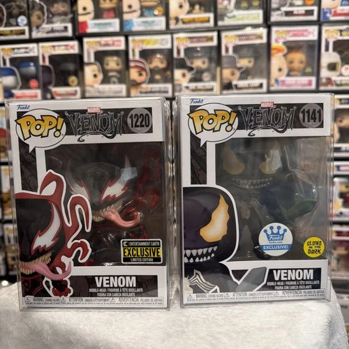 Funko Pop! Marvel Venom Lot Of 2-1220 & 1141 EE & Funko Exclusive-GITD W/Protect
