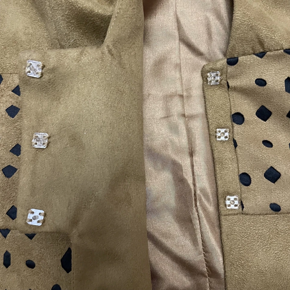 Chaqueta Blazer Ashton Mujer Talla 10 Gamuza Estampado Leopardo Marrón Negro Retro Foto 4 de 4