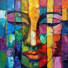 Abstract Expressionism Oil Paint Luxury Canvas Wall Art Picture Print Colourful