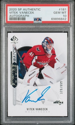 2020 SP Authentic Future Watch /999 Vitek Vanecek PSA 10 Rookie Auto RC FWA #181