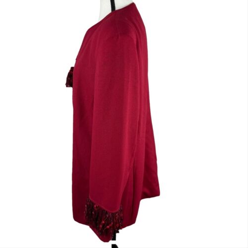 Laura Henson Vintage Women's 16 Red Full Zip Formal Fringes Lined Blazer Jacket - Picture 2 of 9