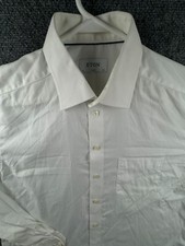 Eton White Long Sleeve Button Up Shirt Cotton Size 16.5 Classic Signature Twill