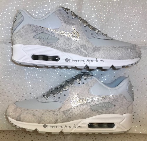 Personalizado Plata Y Gris Cristal Sparkle Nike Air Max 90 Premium  entrenadores señoras | eBay