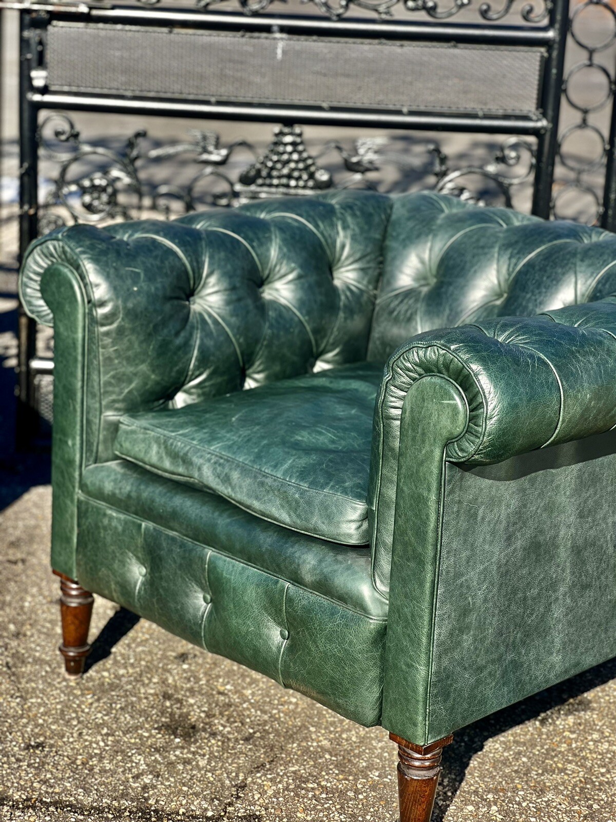 Hand Made Tufted Green English Leather Chesterfield Club Chairs By ...