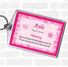 Ayla Name Meaning Bag Tag Keychain Keyring  Pink