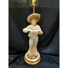 Figurine Lamp Child with Fruit leaning on Tree Trunk