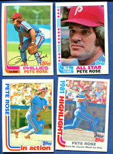 (4) 1982 Topps Pete Rose - Base - All Star -  In Action - Highlights NM-MT+