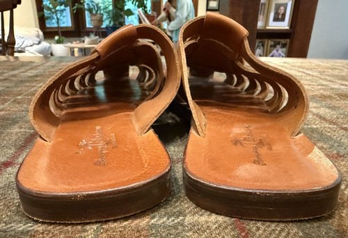 Tommy Bahama Mens Tan Leather Fisherman Slip-On Slides Sandals Size 11 Italy - Picture 5 of 8