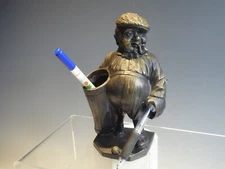 BRONZE NOVELTY 1930'S DRESSED GOLF MAN DESK TIDY 'PETER PUTTER'