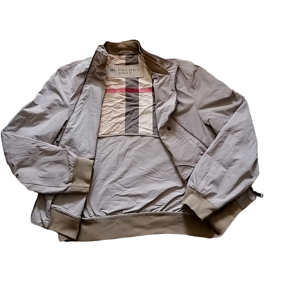 Rundt og rundt udvikling Sway Burberry Brit men Khaki Beige Nova Check Bomber Jacket Size XL | eBay