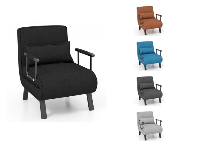 Canapé relaxant de salon convertible en lit d'appoint individuel pour coin lecture en lin