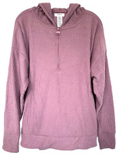 Jones New York Sport Women's 1/3 Zip Hooded Ribbed Sweatshirt w/Pockets Size XL