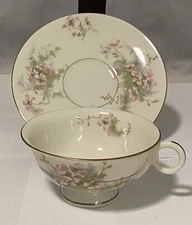Theodore Haviland Apple Blossom Footed Tea Cup & Saucer Set Multiple Available