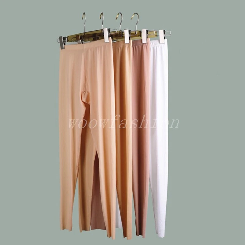 Roupa íntima feminina Long Johns forrada sem costura camada base camisola pijama parte de baixo - Imagem 3 de 4