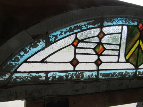 ~ ANTIQUE STAINED GLASS TRANSOM WINDOW ~ 54 X 16 ~ ARCHITECTURAL SALVAGE - Picture 5 of 9