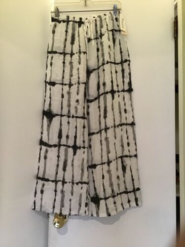 Pants Wide Leg Women PURO LINO Drawstring 100% Linen Made in Italy NWT Sz M- L