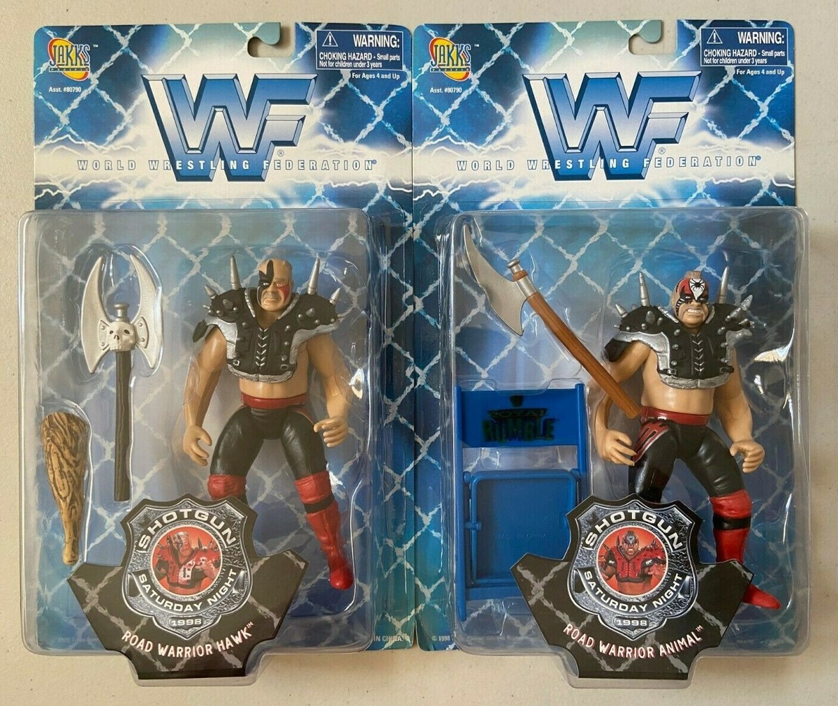 WWF Jakks BCA LOD Hawk & Animal Wrestling Figures WWE Shotgun