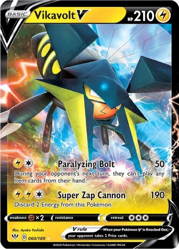 Vikavolt V HP210 2020 Full Art Ultra Rare Collectible Pokemon Card