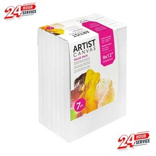 Studio Stretched Canvas, 9"X12", 7 Pack, 100 Cotton Acid Free, White, Academic