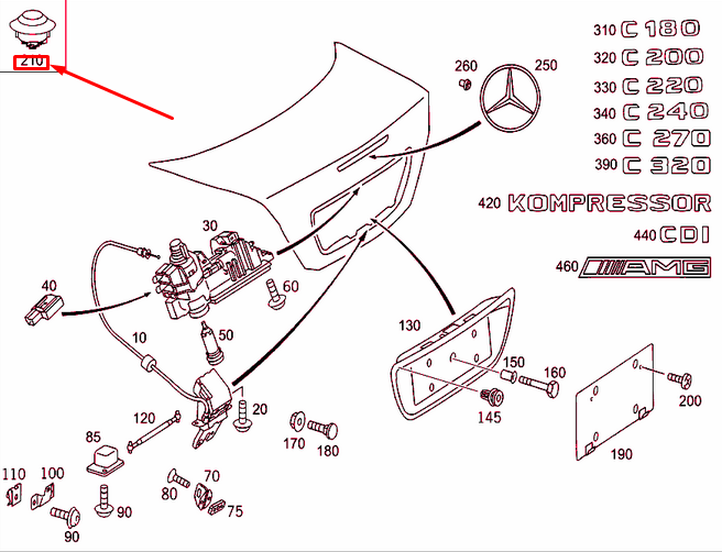 Neu MB C W203 Gepäckraum-Innenkontrollschalter A2038211379 Original