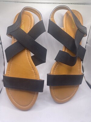 Jussy Comfort Flat Black Sandals Sz 10