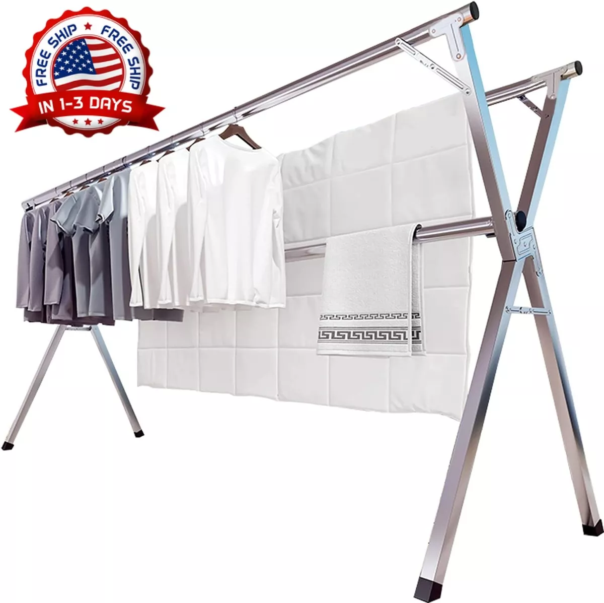 tendedero de ropa plegable portatil para interior colgador,ajustable, 2,4M  Nuevo