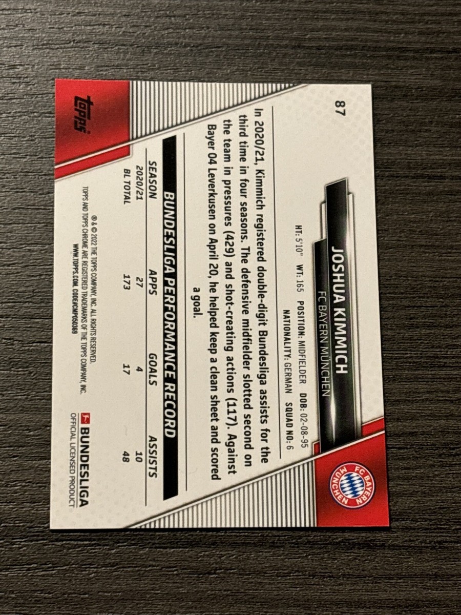 Carte Autographe Joshua Kimmich 6/10 - Topps Musiala Curated Set - Bayern Munich - Near Mint