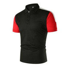 Men's Summer Contrast Classic Sports Polo Shirt Short Sleeve Color Breathable