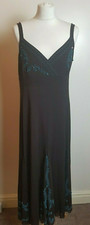 PLANET Ladies Size L Brown/Blue Floral V Neck Maxi Dress 