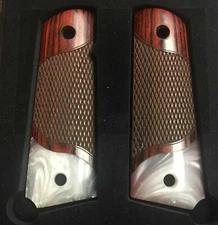 1911 Fits Colt & Clones Grips Mother of Pearl Rosewood Bottom Best IMOP