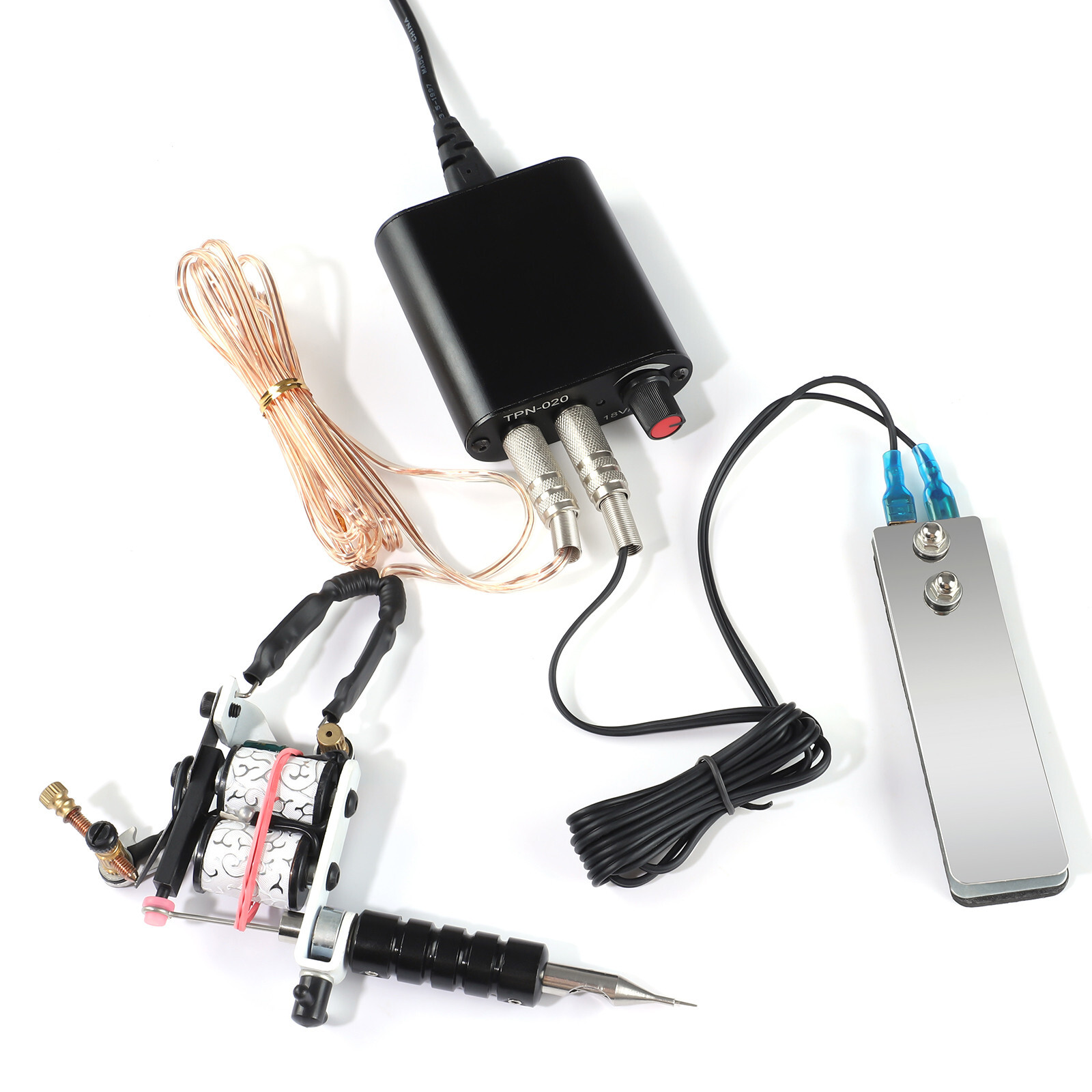 Complete Tattoo Gun Starter Kit Machine Gun Power Supply Inks 10