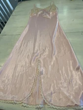 Vintage Madison Studio Intimates pink satin embellished long nightgown ￼￼￼S