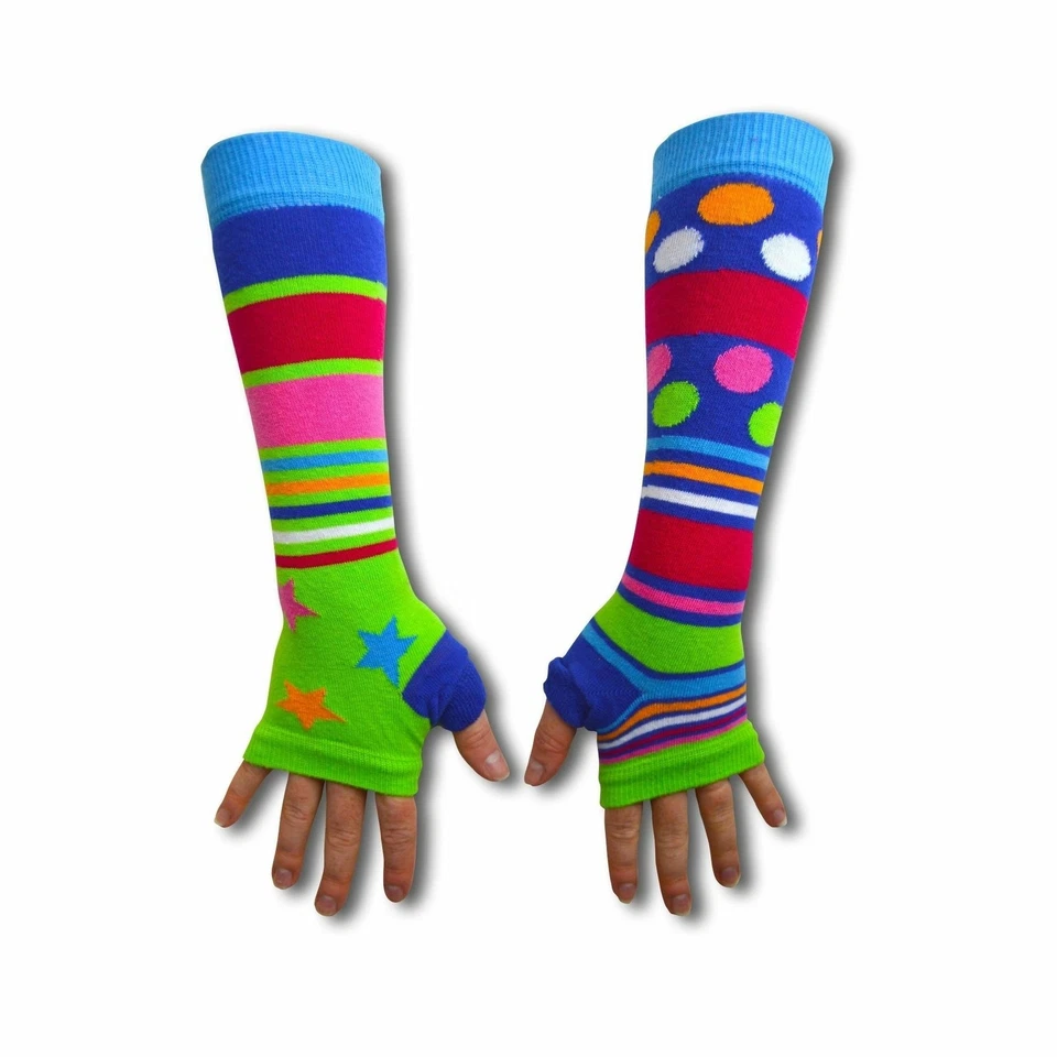 United Oddsocks Women & Girls Winter Arm Warmers Green Spots & Stripes Gift Idea