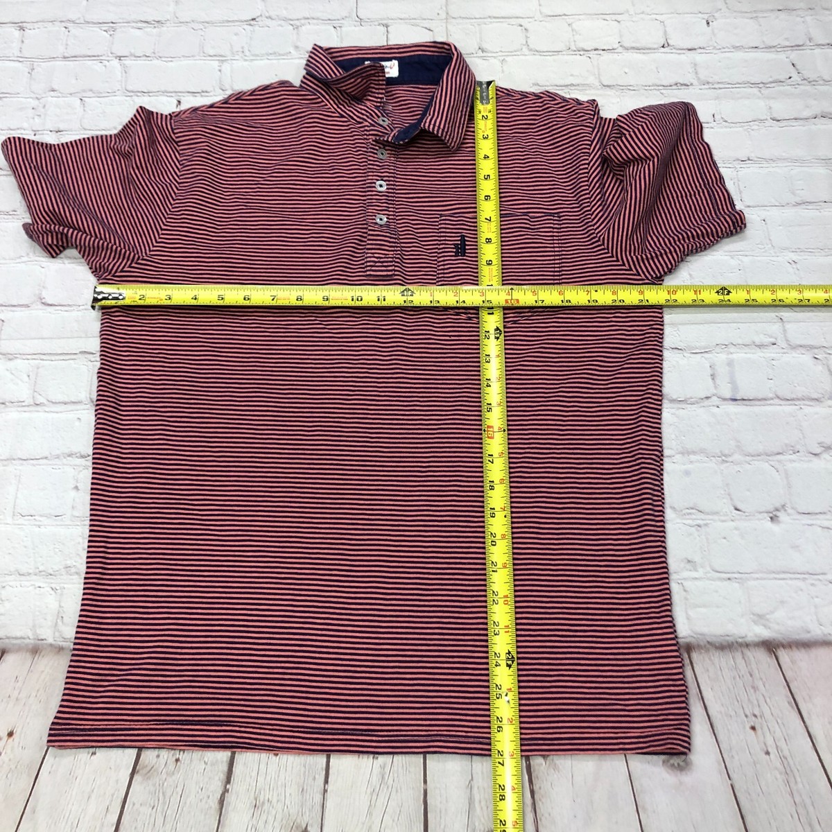 Johnnie O Men Short Sleeve Striped Cotton Polo Shirt Size Medium